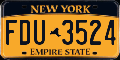 NY license plate FDU3524