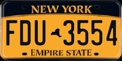 NY license plate FDU3554