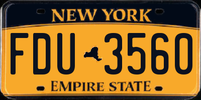 NY license plate FDU3560