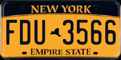 NY license plate FDU3566
