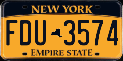 NY license plate FDU3574