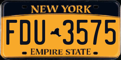 NY license plate FDU3575