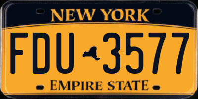 NY license plate FDU3577