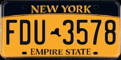 NY license plate FDU3578