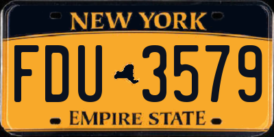 NY license plate FDU3579