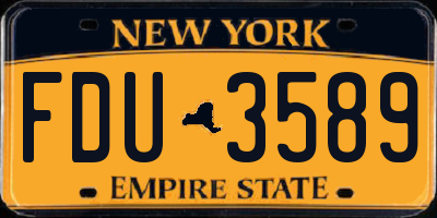 NY license plate FDU3589