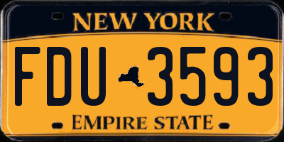 NY license plate FDU3593