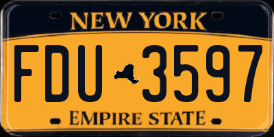 NY license plate FDU3597