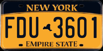 NY license plate FDU3601