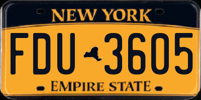NY license plate FDU3605