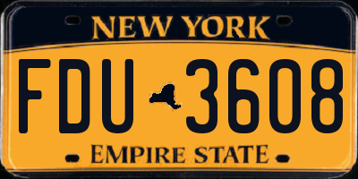 NY license plate FDU3608