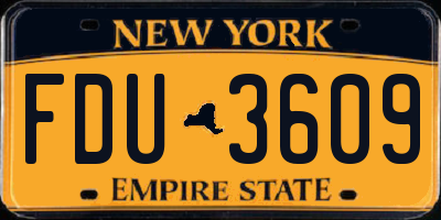 NY license plate FDU3609