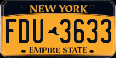 NY license plate FDU3633