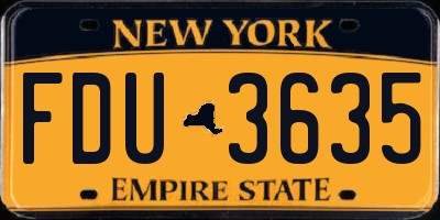 NY license plate FDU3635