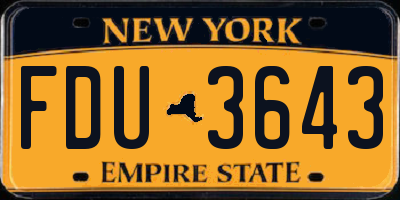 NY license plate FDU3643