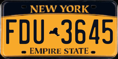 NY license plate FDU3645