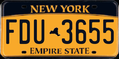 NY license plate FDU3655
