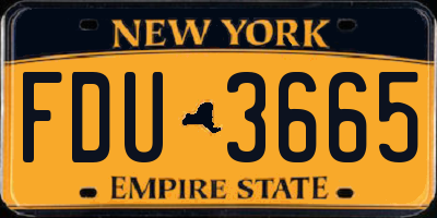 NY license plate FDU3665