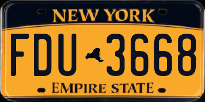NY license plate FDU3668