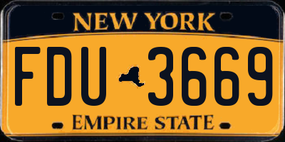 NY license plate FDU3669