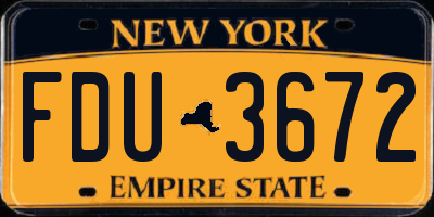 NY license plate FDU3672