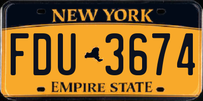 NY license plate FDU3674
