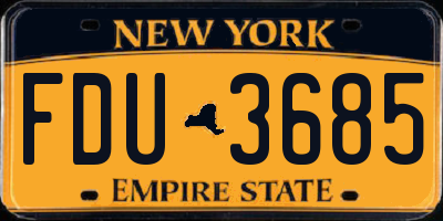 NY license plate FDU3685