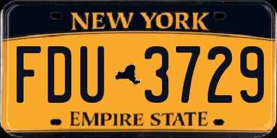 NY license plate FDU3729