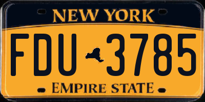 NY license plate FDU3785