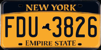 NY license plate FDU3826