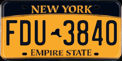 NY license plate FDU3840