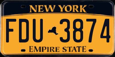 NY license plate FDU3874