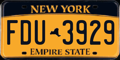 NY license plate FDU3929
