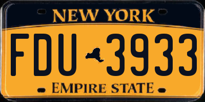 NY license plate FDU3933