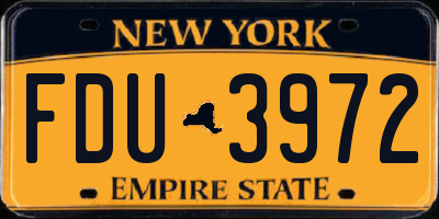 NY license plate FDU3972