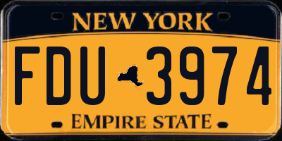 NY license plate FDU3974