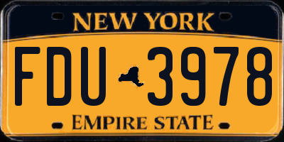 NY license plate FDU3978