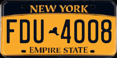 NY license plate FDU4008