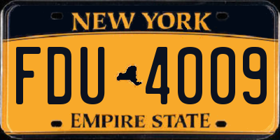 NY license plate FDU4009