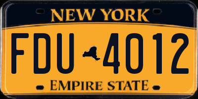 NY license plate FDU4012