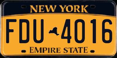 NY license plate FDU4016
