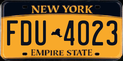 NY license plate FDU4023