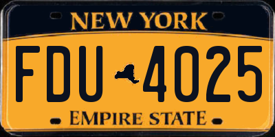 NY license plate FDU4025