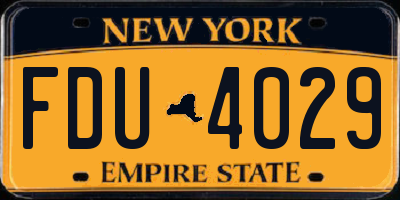 NY license plate FDU4029