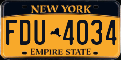NY license plate FDU4034