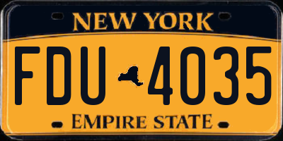 NY license plate FDU4035