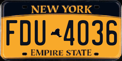 NY license plate FDU4036