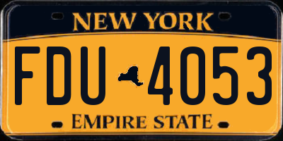 NY license plate FDU4053