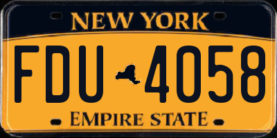 NY license plate FDU4058