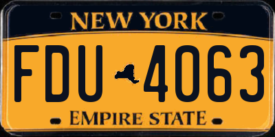 NY license plate FDU4063